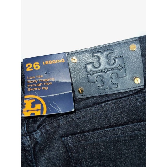 NWT TORY BURCH JEANS SKINNY STRETCH LOW RISE LEGGINGS JEGGINGS DK INDIGO 26 - Picture 4 of 5